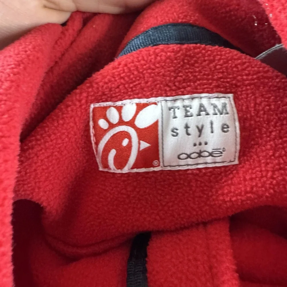 Oobe Chick-fil-A Jacket Mens XL Red Fleece Full Zip Team Style Workwear Uniform